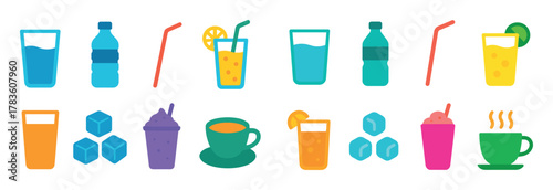 Colorful Drink Icons Grid