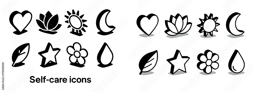 Obraz premium Isometric Self-Care Icons