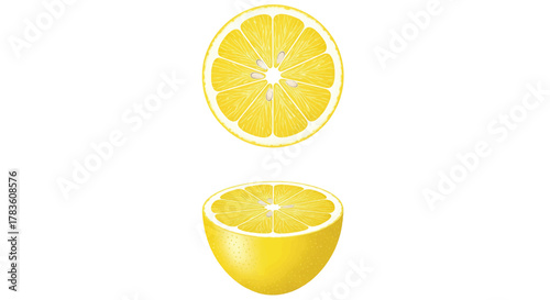 Two lemon halves a refreshing citrus fruit illustration isolated on white background