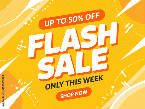 This vibrant advertisement captures attention with bright colors and bold typography, promoting an exciting flash sale with significant discount offers for customers.