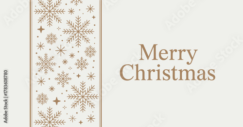 A beautifully designed Merry Christmas card adorned with delicate snowflakes, conveying the spirit of the holiday season with elegance and a sense of warmth and joy.