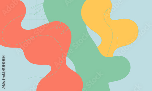 This vibrant digital artwork showcases whimsical shapes in bold colors on a graph paper background, blending creativity and playfulness in a unique abstract design.