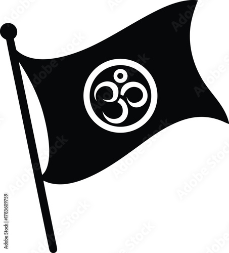 Hindu flag with om symbol icon for spiritual and cultural use