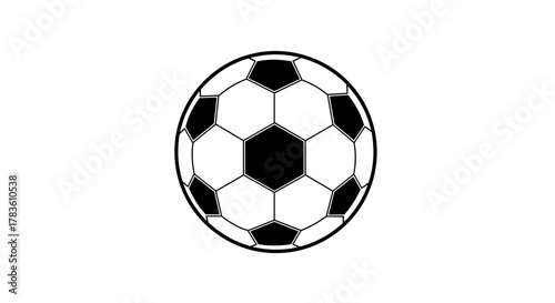 Classic black and white soccer ball icon, a timeless symbol of the global sport of football, representing athletic competition, team play, and recreational game equipment, perfect for sports-themed