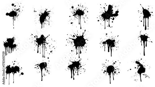 Colorful paint spots set. Paint splash isolated on white background