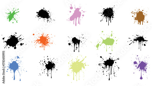 Vector set of colored blots or stain on the white background