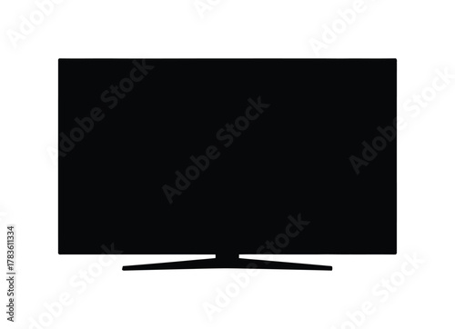 Wide Screen Television Monitor Silhouette | Blank Display Smart TV Vector