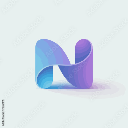 A contemporary logo design featuring a stylized 'N' in smooth gradient colors, showcasing modern aesthetics and creative artistry suitable for a stylish brand identity.