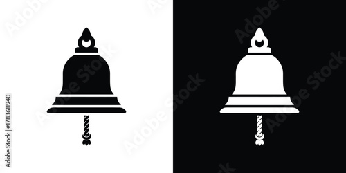 Elegant black and white of a traditional ornate bell design