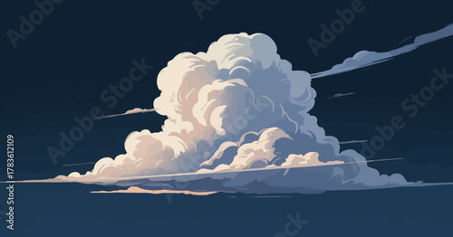 A stunning depiction of fluffy white clouds against a deep blue sky, capturing the essence of tranquility and the beauty of nature's creations in the sky.