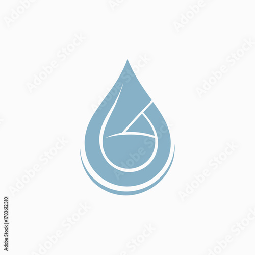 A minimalistic water drop icon represents purity and sustainability, perfect for use in designs related to water conservation and environmental awareness campaigns.