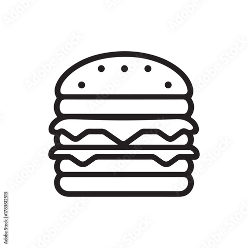 Silhouette style minimal burger t-shirt design featuring clean black vector art of a tasty burger, perfect for food lovers, fast-food fans, minimalist art enthusiasts, restaurant merch, and modern str