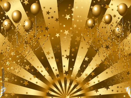 クラッカー、風船、星、1金