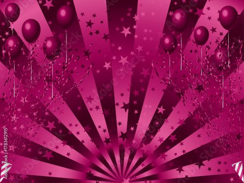 クラッカー、風船、星、12マゼンタ