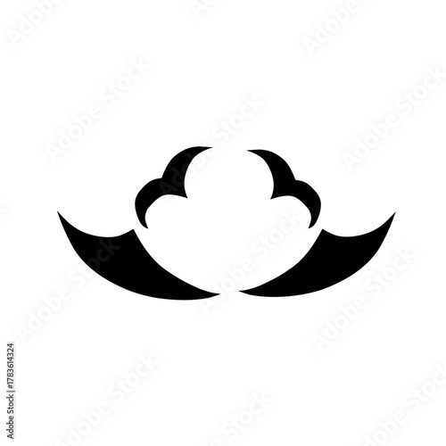 Symmetrical abstract shape resembling bat wings, horns, or an arch. A stylish, aggressive, and modern symbol of speed, power, and elegance.