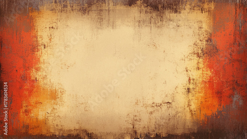 Concrete wall with multicolor border old grunge cement wall. 