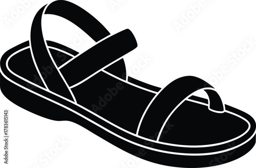 Simple sandal icon design on a clean white background