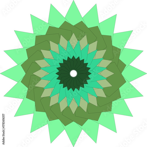 Geometric Green Tones Starburst Design Modern and Abstract Graphic Element