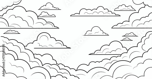 An artistic illustration of fluffy clouds in a serene setting, featuring delicate hand-drawn elements that create a whimsical and dreamy atmosphere perfect for relaxation.