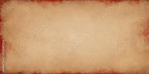 Vintage brown parchment paper texture with a worn, aged, and stained grunge surface, framed by a red ribbon design