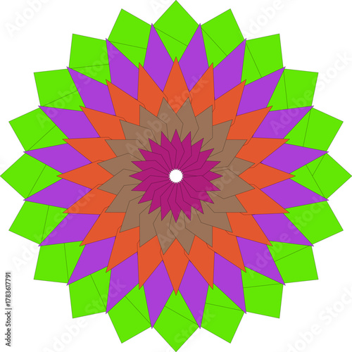 Geometric Kaleidoscope Pattern with Vibrant Colors Creates a Dynamic Abstract Design