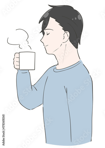コーヒーを飲む男性のイラスト