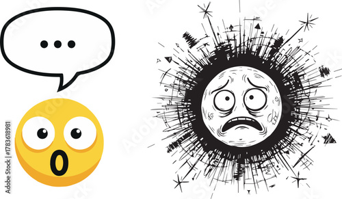 Emotional Contrast: Thinking Emoji and Overwhelmed Exploding Face Vector