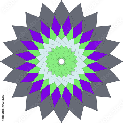 Geometric Mandala Design with Vibrant Colors Creates a Bold Graphic Pattern