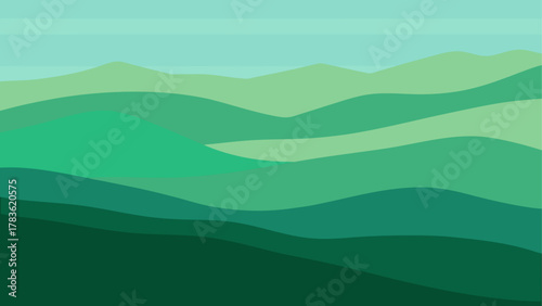Green layered hills landscape illustration