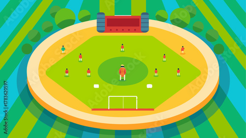 Isometric view of a soccer field with trees