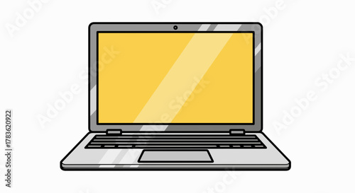 Sleek Laptop Computer with Blank Yellow Screen Illustration