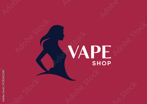 A chic logo for a vape shop showcases a stylish silhouette of a woman, representing modern lifestyle choices and the trendy experience associated with vaping culture.