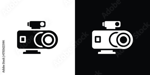 Camera Icon with Lens, Flash, Shutter, and Body on Transparent Background