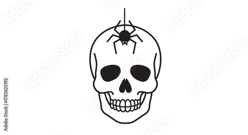 Creepy Skull and Spider Halloween Icon