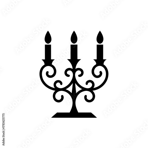 Illustration of a candelabra with three candles on transparent background