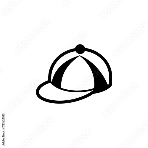 Illustration of a jockey cap in black and white style on transparent background