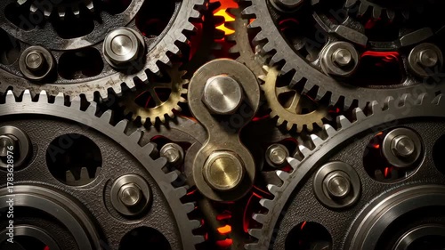 Wallpaper Mural Mesmerizing Gears: Intricate Mechanism with Dynamic Light and Shadow Play Torontodigital.ca