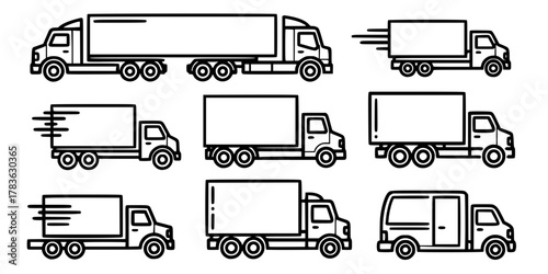 truck icon set vector. Delivery truck icon
