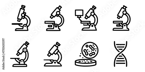 microscope icon set vector
