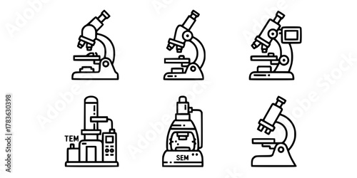 microscope icon set vector
