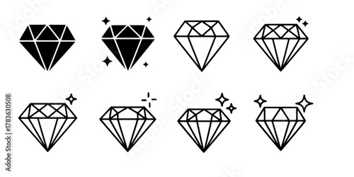 diamond icon set vector. diamond sign icon for web site
