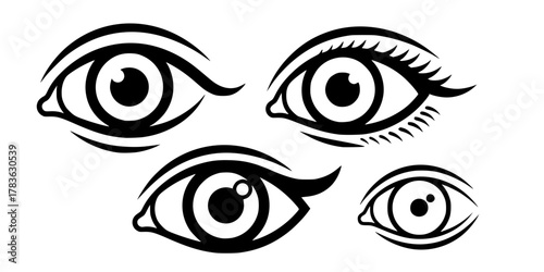Eye icon set. Open eyes icon vector
