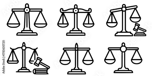 scales of justice icon set vector
