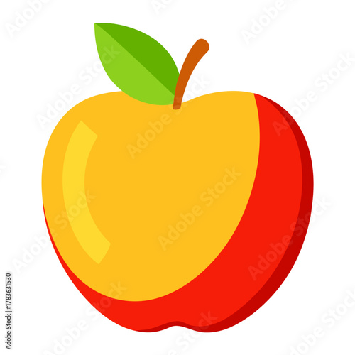 Single sliced apple illustration with bright autum vector illustration