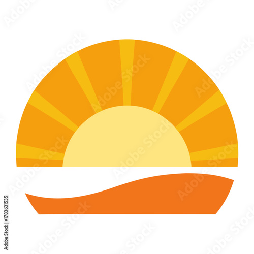 Thanksgiving day sunrise icon with warm golden gra vector illustration