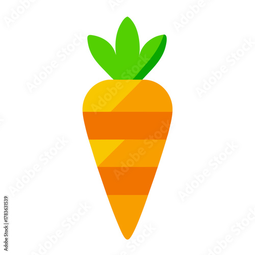 Single harvest carrot icon with bright orange and vector illustration