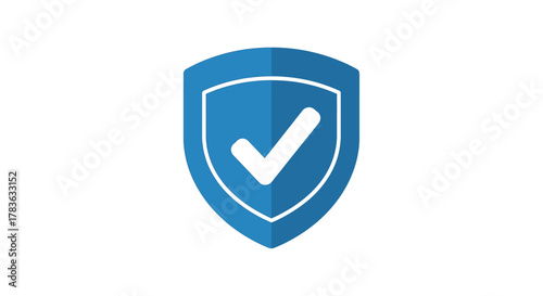 Blue shield icon with a white checkmark representing security and protection silhouette