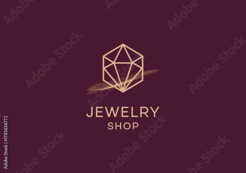 A sophisticated logo design featuring a diamond shape icon representing elegance and luxury, perfect for a jewelry shop looking to convey refinement and quality.