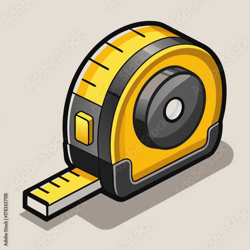 Illustration of a yellow and black measuring tape on transparent background