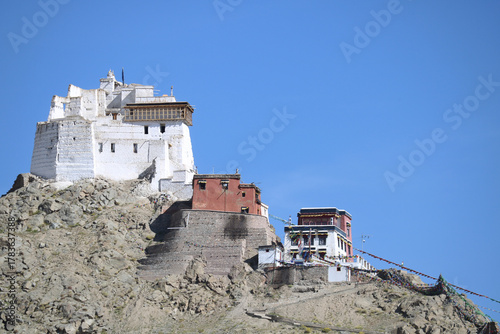 A image of the Namgyal Tsemo Monastery, a Buddhist monastery located in Leh, Ladakh. It is situated on a hilltop near the Tsemo Castle at the Leh city. 